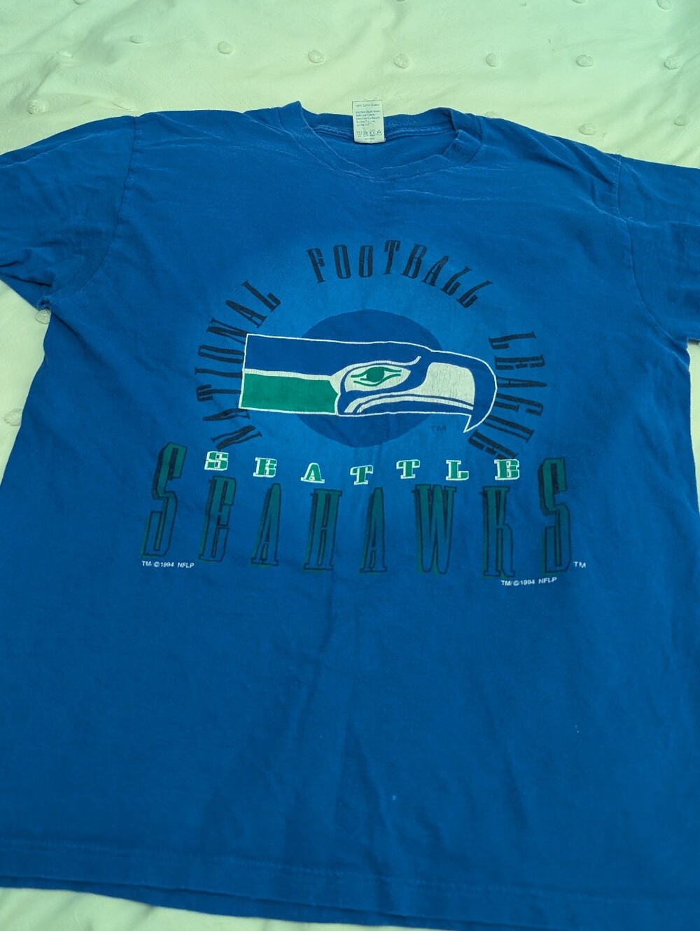 Vintage Seattle Seahawks Blue Graphic Tee - NFL Team Shirt